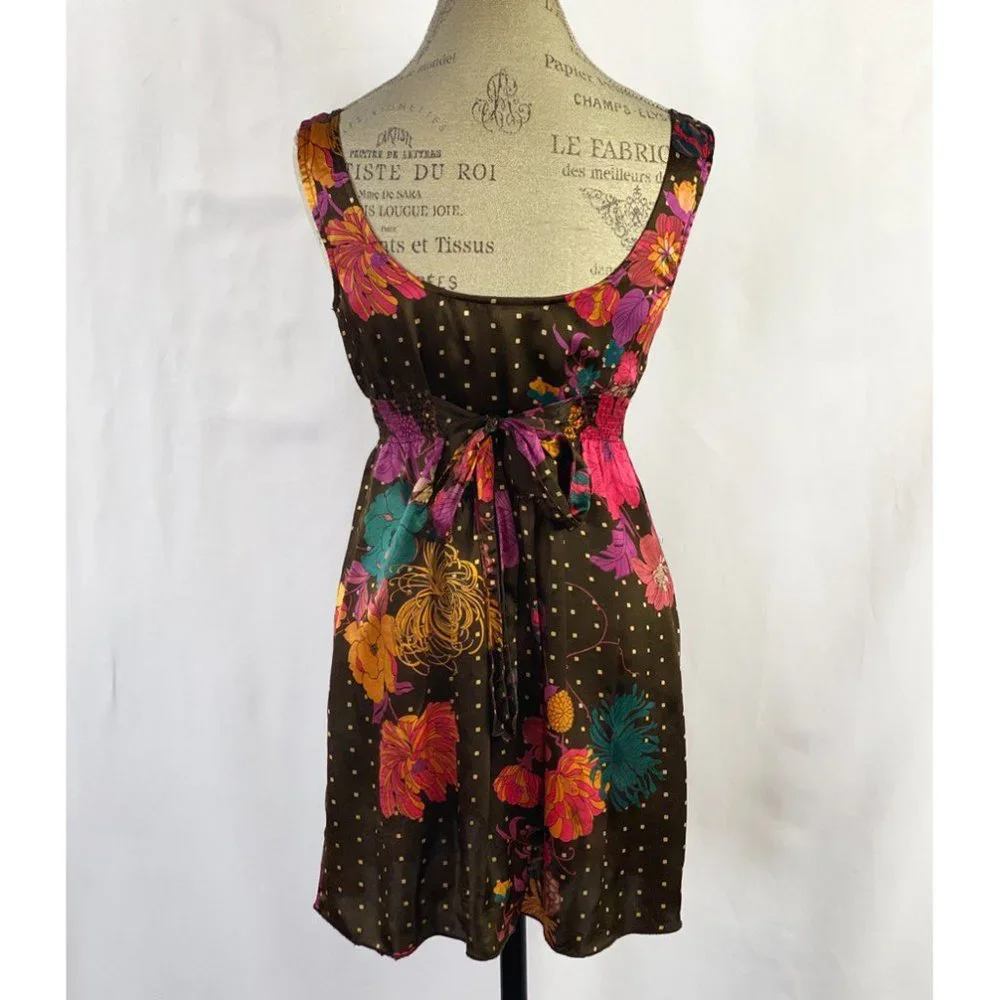 Anthropologie Flounce Brown Floral Halter Dress - Picture 5 of 11